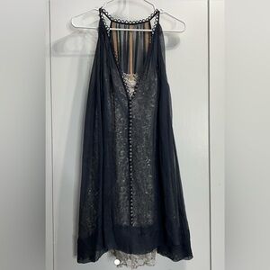 Womens BCBG Black Sheer Beaded Cocktail Dress Size 2